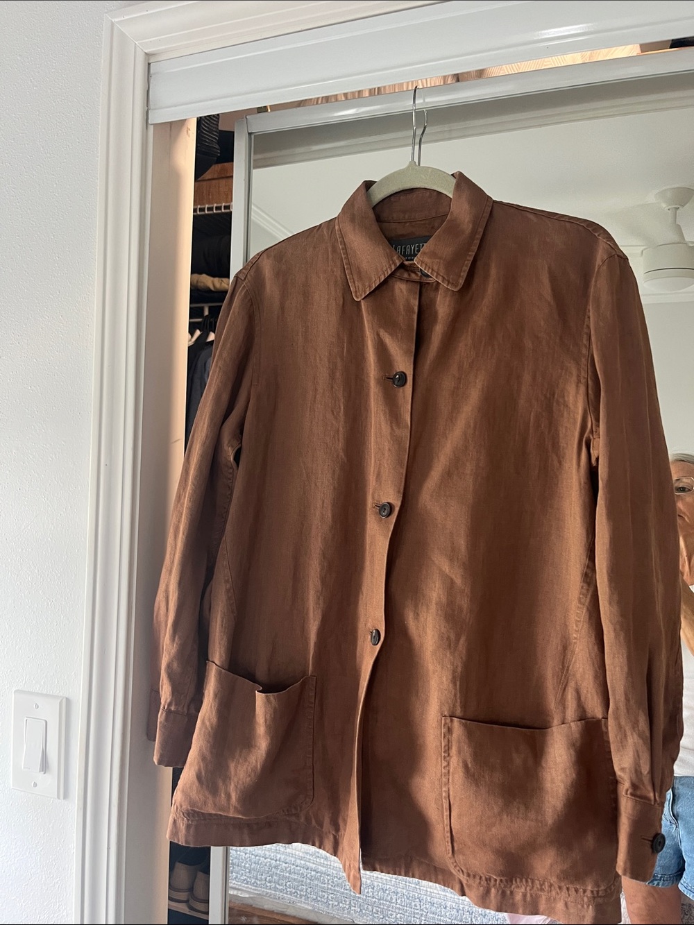Chocolate brown 100% linen Women’s Casual Button-Front Jacket
